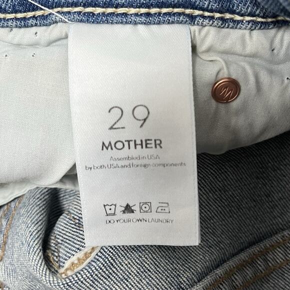 MOTHER Stunner Ankle Step Fray Distressed Skinny Jeans Size 29 Light Wash NWT - Picture 8 of 11